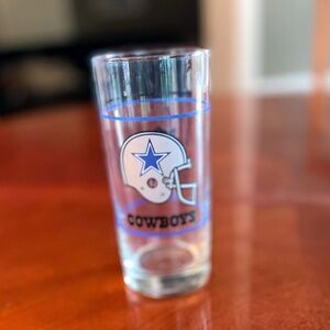 Vintage Dallas Cowboys Glass Tumbler Mobil NFL Drinking Glass Helmet Design